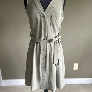 DKNY Olive Green Button-Down Dress
